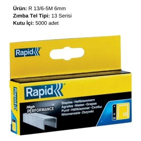 Resim Rapid Zımba Teli, R 13/6-5m, 1PAKET=5000 Adet 