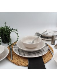 Resim Ekose 8 Parça 2 Kişilik Siyah Yemek Takımı Düz 