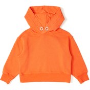 Resim Turuncu Kapüşonlu Unisex Çocuk Sweatshirt 