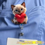 Resim 1 adet Sevimli Kedi Akrilik Kimlik Kartı Tutucu, Geri Çekilebilir Makaralı - Hemşireler, Tıp Öğrencileri ve İş Profesyonelleri için Dayanıklı Etiket Tutucu, Hemşire Kimlik Kartı Tutucu 