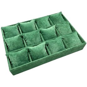 Resim Tokyo Model Süet Kumaş Yeşil Renk 34/24 Cm Yastıklı Çekmece Içi Saat Ve Takı Kutusu 