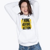 Resim Kadına Özel Action Tasarımlı Kapşonlu Sweatshirt 