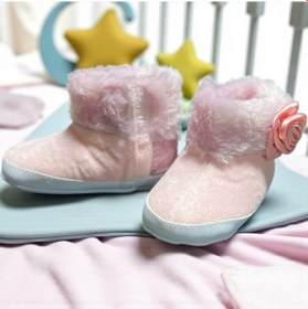 Resim Yan Gül Detaylı Panduf Pembe 