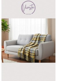 Resim Yumuşacık Scotch Battaniye 150 200 Cm Sıcak, Şık Ve Konforlu Tasarım Sarı - Yeşil 