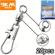 Resim 20 Adet Ağır Hizmet Tipi Paslanmaz Çelik Bilyalı Balıkçılık Dönerleri - Kilitli Mandal - Tuzlu/Tatlı Su Spinnerbaits, Solucan, Kaşık ve Fly Line Bağlantıları - Korozyona Dayanıklı 360° Dönen Spinner Bilyeleri (Yok) 