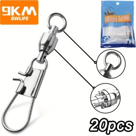 Resim 20 Adet Ağır Hizmet Tipi Paslanmaz Çelik Bilyalı Balıkçılık Dönerleri - Kilitli Mandal - Tuzlu/Tatlı Su Spinnerbaits, Solucan, Kaşık ve Fly Line Bağlantıları - Korozyona Dayanıklı 360° Dönen Spinner Bilyeleri (Yok) 