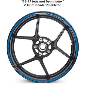 Resim Motosiklet Jant Şeridi Jant Sticker Dekor Model Parçalı Desen Sticker Set Mavi 