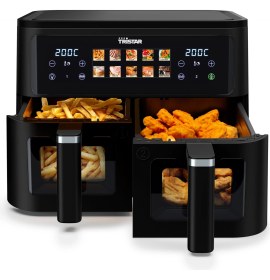 Resim Tristar Çift Sepetli Sıcak Hava Fritözü, 9 L Toplam Kapasite, 2500W, 10 Program, Dijital Kontrol, Görüntüleme Penceresi, Pfas Içermez, Zamanlayıcı ve Sıcaklık Ayarlanabilir, FR-9075 