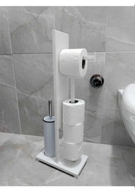 Resim Lilyum Mix Fırçalı Tuvalet Kağıtlık Askılı Stand Beyaz Beyaz 