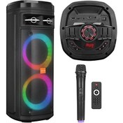Resim AKTİF SEYYAR ANFİ EL MİKROFONLU 30W BT/USB/SD/AUX/FM/MIC LEDLİ MİKADO MD-BT106 Polaxtor