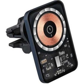Resim Wondernest X6f Şeffaf Manyetik Hava Kaçak Kablosuz Araç Şarj Aleti Std 