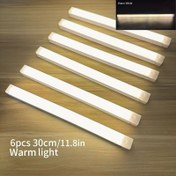 Resim 6 Adet Vücut Sensörlü LED Uzun Işık Çubuğu, 30.0/19.99 cm, USB Dolap Lambası, Manyetik Montajlı Dolap Aydınlatma Çubuğu, Beyaz/Sıcak Gece Işıklı Tezgahlar, Dolaplar, Mutfaklar, Gardıroplar, Merdivenler, Koridorlar ve Raflar İçin Ev Aydınlatması 