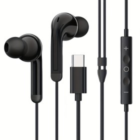 Resim USB Type-C Kablolu Mikrofonlu Earbuds, Yüksek Kaliteli kablolulu in-ear Headset, Arama ve Müzik için ses ayarlı hacim kontrolü, Android akıllı telefonlar, MP3/MP4/Ipod/bilgisayar ve diğer Type-C arabirimi cihazlarla uyumlu, öğrenciler ve arkadaşlar için mükemmel hediye, Aktif Gürültü İptal Özellikli Earbud'ler, Şahsenizdeki Ses İletişime Ulaşın 