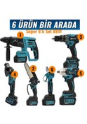 Resim Prohummer PH253 Profesyonel Akülü Süper 6'lı Set - 125MM Avuç Taşlama + Sds Plus Kırıcı Delici + Somun Sıkma Sökme + Vidalama Matkap + Budama Testere + Budama Makası 