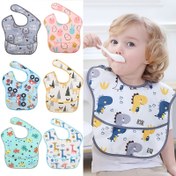 Resim Bebekler için ayarlanabilir yama ile artı yakalayıcı cebi olan renkli hayvan desenli, yıkanabilir polyester, erkek ve kız çocuklarının beslenmesi için ideal 