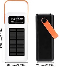 Resim The Wlue Solar Powerbank, 50000 mAh, LCD Ekranlı, Işıklı, Hızlı Şarj, Kamp için 