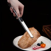 Resim Kaymaz Dişli Paslanmaz Çelik Barbekü Maşası - Biftek, Balık, Pizza ve Daha Fazlasını Izgara İçin Mükemmel - Gıda Güvenliği, Mutfak Aleti, Şarj Gerekmez 
