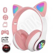 Resim Kensa Vilya Bluetooth Wirelles Kedi Kulaklık Çocuk 5.0 Rgb Ledli Patili Kulaklık Renkli 