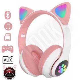 Resim Kensa Vilya Bluetooth Wirelles Kedi Kulaklık Çocuk 5.0 Rgb Ledli Patili Kulaklık Renkli 