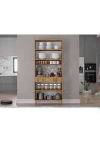 Resim Loysen Kahve Köşesi Çok Amaçlı Dolap Kiler Mutfak Dolabı Ceviz Ceviz 