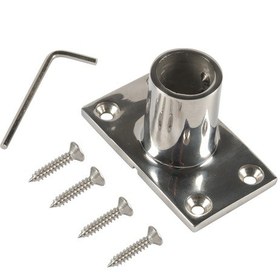 Resim A8767 Gemi / Yat 316 Paslanmaz Çelik 90 Derece Kare Boru Tutucu, Vidalar + Anahtarlı Gümüş 