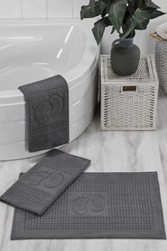 Resim 3 Lü Banyo Ayak Havlusu%100 Pamuklu 50x70 Cm Antrasit 