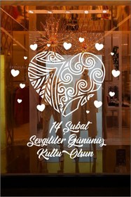 Resim Ogec Worx 14 Şubat Sevgililer Günü Mağaza Vitrin Cam Kapı Duvar özel yeni sticker Süsleme 