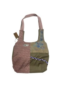 Resim Vintage Renkli Salaş Etnik Orta Boy Plaj Günlük Kadın Kol Omuz Çantası 34 Cm X 37 Cm Yeşil 
