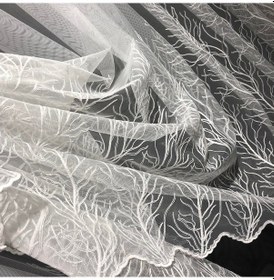 Resim Tül Perde Brillant Marka Selvi Desen Pırıltı Zemin Ekru 