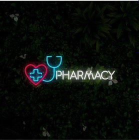 Resim Pharmacy Yazılı Ve Şekilli Neon Tabela Beyaz 