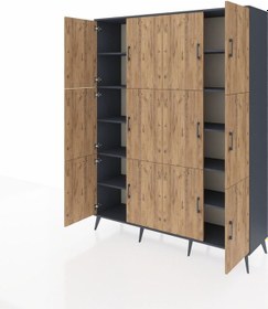 Resim Hyperion Gardrop 10 Raflı 12 Kapaklı 176x44x221 Antrasit-çam/antrasit Çam/antrasit 