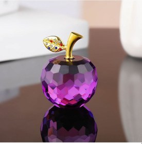 Resim Yaozixa Minimalist Koyu Mor Kristal Elma 4cm Ev Dekorasyonu Hediye Özel Nikah, Doğum Günü, Mezuniyet 