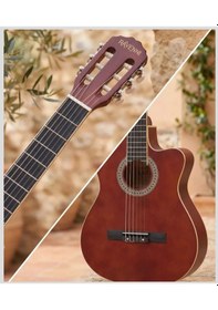 Resim Ravenni Rcg-120 4/4 Klasik Gitar Tam Boy Kesik Kasa Kılıf+penaseti+kapo Hediyeli Kahverengi 