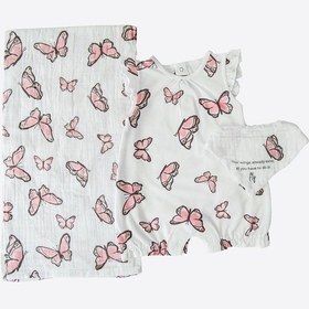 Resim Organik Butterfly 3'lü Set Beyaz Beyaz 