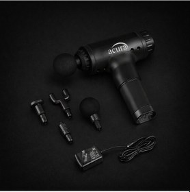 Resim Acura 6 Seviyeli 4 Başlıklı Şarjlı Masaj Aleti Masaj Tabancası Siyah 