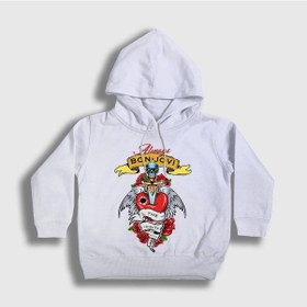 Resim Presmono Unisex Çocuk Always Bon Jovi Kapüşonlu Sweatshirt Beyaz 