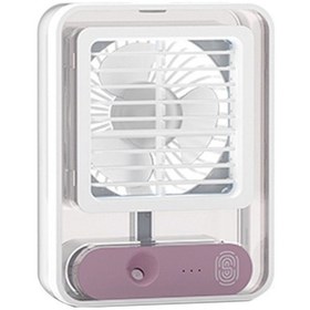 Resim Sis Spreyli Küçük Kişisel Masa Vantilatörü, Led Gece Lambası, Mor 7887 Mor 