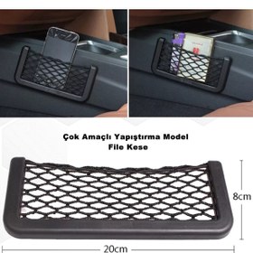 Resim caraks Araç File Kese Telefonluk Çok Amaçlı File Yapışma Model 8cm X 20cm - 