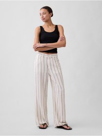 Resim GAP Kadın Krem High Rise Keten Karışımı Wide-Leg Pantolon 