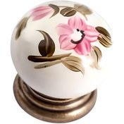 Resim Doğanlar Krem Olifka Agate Porselen 017 Desenli Düğme Kulp (04 211 301049000 KP017) 