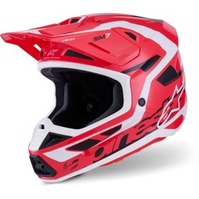 Resim Alpinestars S-M7 Deed Off-Road Kaskı Kırmızı Beyaz Siyah 