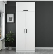 Resim Minar Kale Beyaz 2 Kapaklı Zincir Yüklük Dolap 