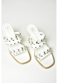 Resim Fox Shoes U518280408 Beyaz Rugan Kalın Topuklu Kadın Terlik Beyaz 