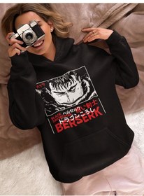Resim Sevbano Tasarım Berserk Black Swordman Baskılı Unisex Oversize Anime Kara Siyah 