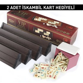 Resim Alpsan Lotus Star Okey Vip Ahşap Okey Takımı Rummy Set Koyu Kahve 