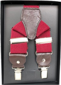 Resim Yage Bordo 3,5 Cm Hasır Desenli Pantolon Askısı 