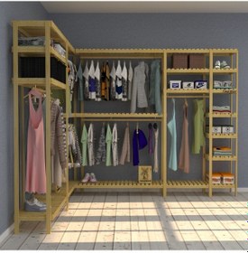 Resim Gigano - Açık Ahşap Gardırop - Robot Süpürge Kullanımı İçin Uygun 