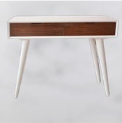 Resim Dresuar Torna TOMBUL Model Ahşap Kayın RETRO ayak MDF tabla Parlak Beyaz Boya CEVİZ uyum El Yapım Beyaz 