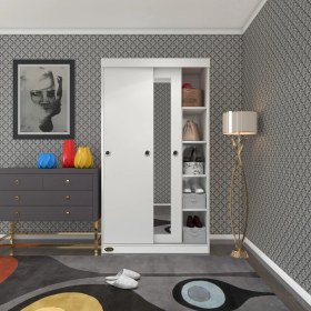 Resim Kenzlife gardırop sürgülü kapaklı kapılı 100 papatya byz aynalı gardolap dolap 