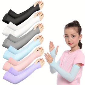 Resim Gençler için 3 çift/6 çift Kol Kollukları, Erkek ve Kız Çocuklarına Açık Hava Sporlarında Kullanım İçin Sıkıştırma Soğutucu Kollar 